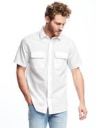 Old Navy Mens Regular-fit Linen-blend Shirt For Men Cream Size M