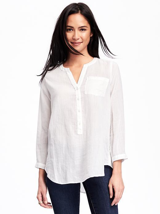 Old Navy Split Neck Gauze Popover For Women - Cream