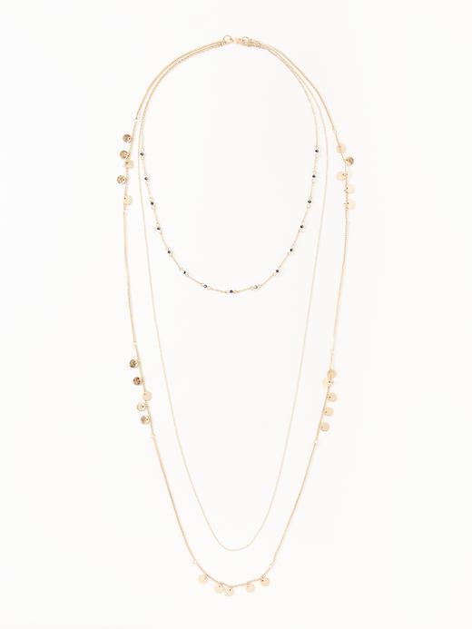 Old Navy Layered Coin Necklace For Women - Gunmetal Gray