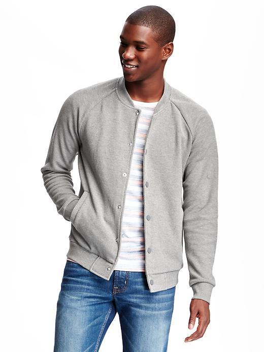 Old Navy Pique Bomber Jacket For Men - Heather Gray