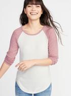 Old Navy Womens Relaxed Plush-knit Raglan Tee For Women Light Peony Size L