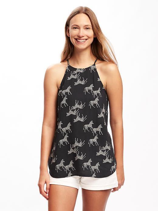 Old Navy Patterned High Neck Cami For Women - Black Zebra