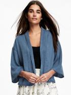 Old Navy Soft Open Front Jacket - Mid Tone Chambray