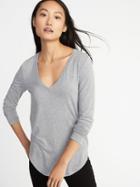 Old Navy Womens Luxe Slim-fit V-neck Tee For Women Heather Gray Size M