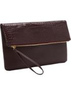 Old Navy Faux Leather Fold Over Clutch Size One Size - Wine Purple