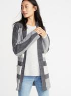 Old Navy Womens Striped Open-front Sweater For Women Charcoal Size M