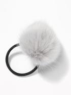 Old Navy Womens Faux-fur Pom-pom Elastic Hair Tie For Women Gray Size One Size