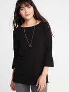 Old Navy Womens Ruffle-sleeve Mariner Top For Women Black Size M