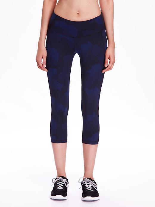 Old Navy Go Dry Compression Crops 20 - Blue Camo Wave Bottom