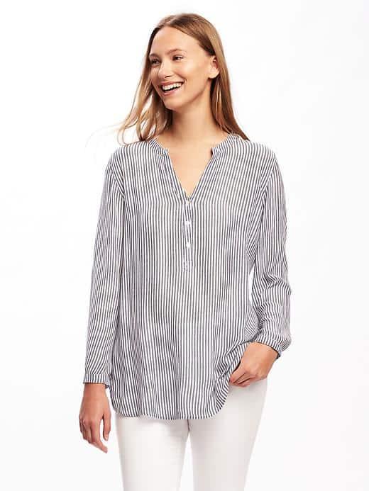 Old Navy Relaxed Lightweight Blouse For Women - Blue/white Stripe