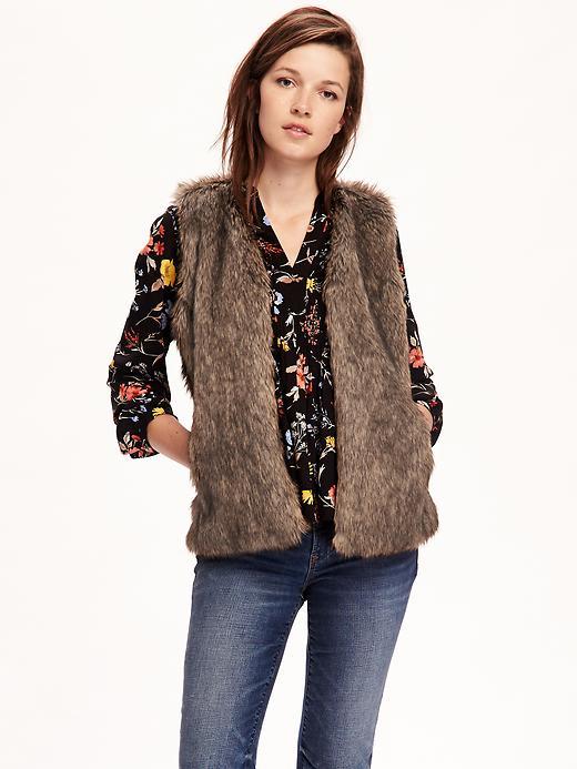 Old Navy Faux Fur Vest For Women - Totally Natural