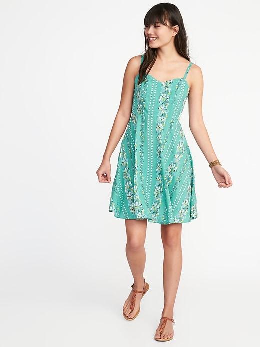 Old Navy Womens Fit & Flare Printed Cami Dress For Women Green Floral Size Xxl
