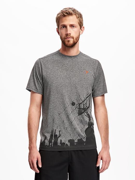 Old Navy Crew Neck Graphic Performance Tee For Men - Megawatt Orng Neo Poly
