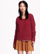 Old Navy Womens Cropped Sweater Size L - Red Velvet