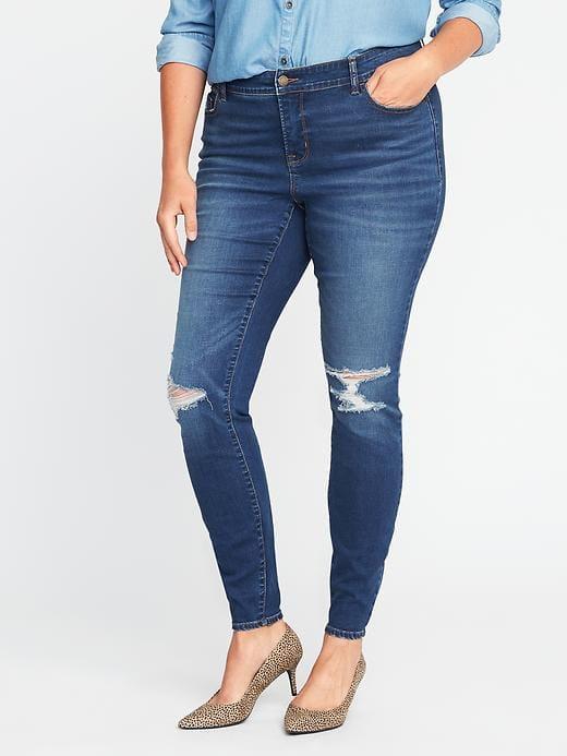 Old Navy Womens Smooth & Slim High-rise Plus-size Rockstar Jeans Medium Worn Size 30