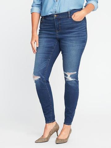Old Navy Womens Smooth & Slim High-rise Plus-size Rockstar Jeans Medium Worn Size 30
