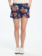 Old Navy Mid Rise Printed Everyday Khaki Shorts For Women 5 - Blue Floral