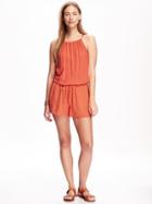 Old Navy Suspended Neck Romper For Women - Orange Dots