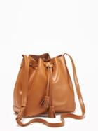 Old Navy Faux Leather Drawstring Bucket Bag For Women - Cocoa