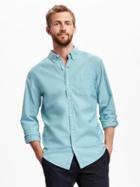 Old Navy Mens Slim-fit Built-in Flex Everyday Oxford Shirt For Men Blue Monaco Size M