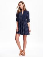 Old Navy Printed Pintucked Dress For Women - Light Blue Print