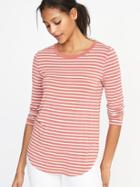 Old Navy Womens Luxe Crew-neck Tee For Women Neutral Stripe Size Xs