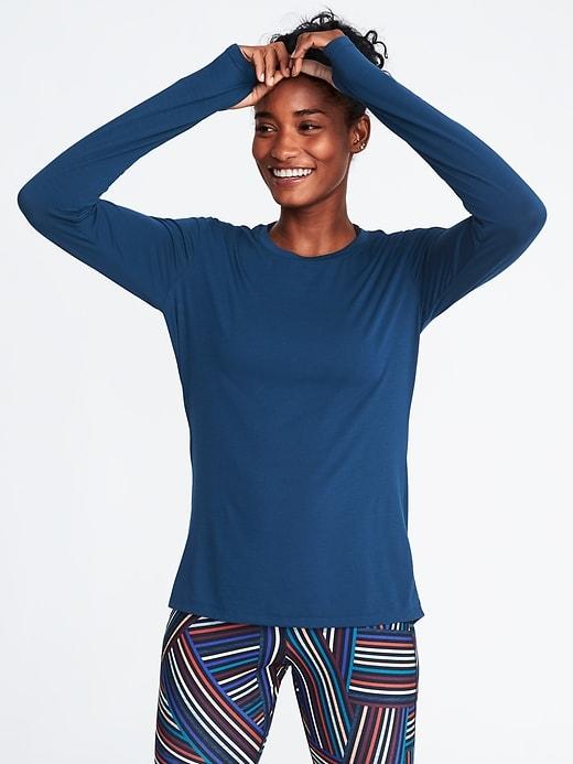 Old Navy Womens Crew-neck Performance Tee For Women Victorian Blue Size Xl