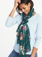 Old Navy Womens Printed Gauze Scarf For Women Green Floral Size One Size