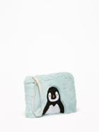 Old Navy Womens Faux-fur Penguin-graphic Wristlet For Women Penguin Size One Size