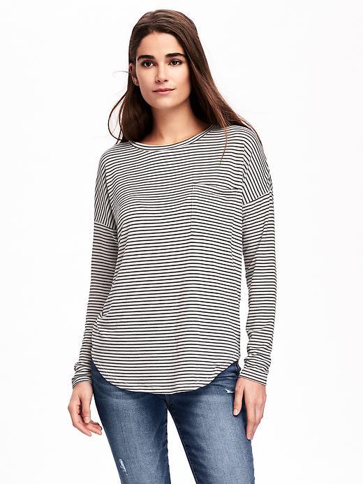 Old Navy Sweater Knit Pullover For Women - O.n. New Black Stripe
