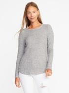 Old Navy Plush Rib Knit Sweater For Women - Light Gray Heather