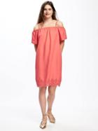 Old Navy Off The Shoulder Swing Dress For Women - Coral Tropics