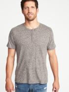 Old Navy Mens Linen-blend Henley For Men Heather Gray Size Xl