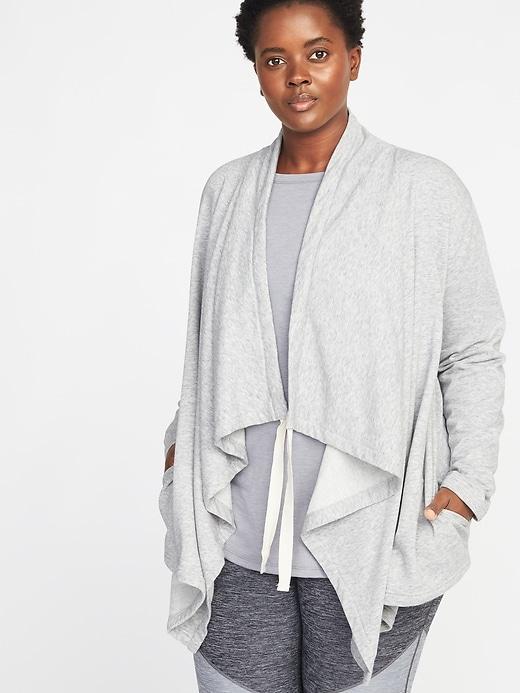 Old Navy Womens French-terry Plus-size Open-front Sweater Heather Gray Size 1x