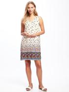 Old Navy Printed Tassel Shift Dresss For Women - White