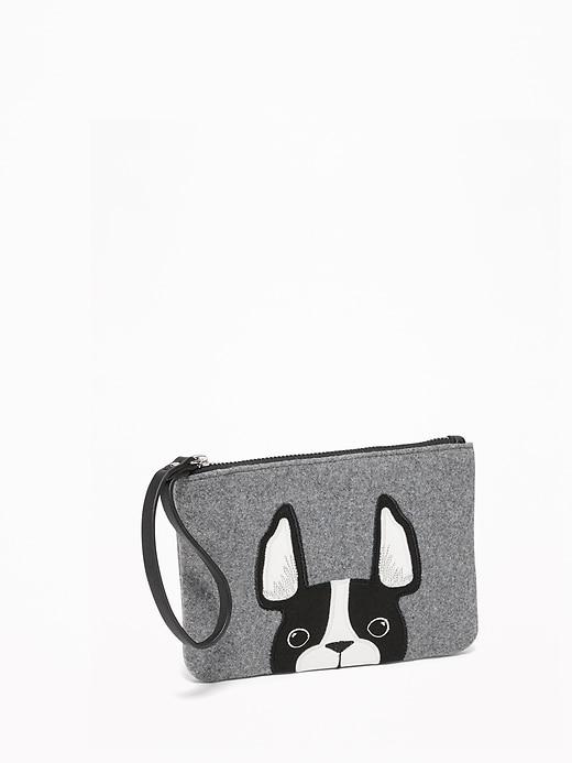 Old Navy Womens Dog-graphic Felt Wristlet For Women French Bulldog Size One Size