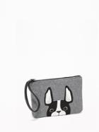 Old Navy Womens Dog-graphic Felt Wristlet For Women French Bulldog Size One Size