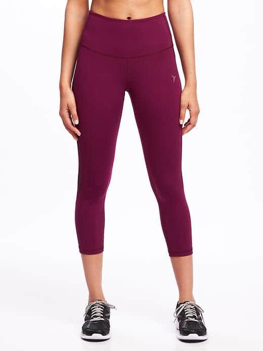 Old Navy Go Dry High Rise Compression Crops - Winter Wine