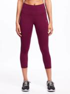 Old Navy Go Dry High Rise Compression Crops - Winter Wine