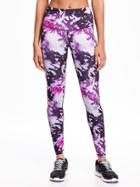 Old Navy Go Dry High Rise Printed Compression Leggings For Women - Purple Leaves