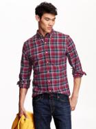 Old Navy Mens Slim Fit Plaid Flannel Shirt Size Xxl Big - Brick James