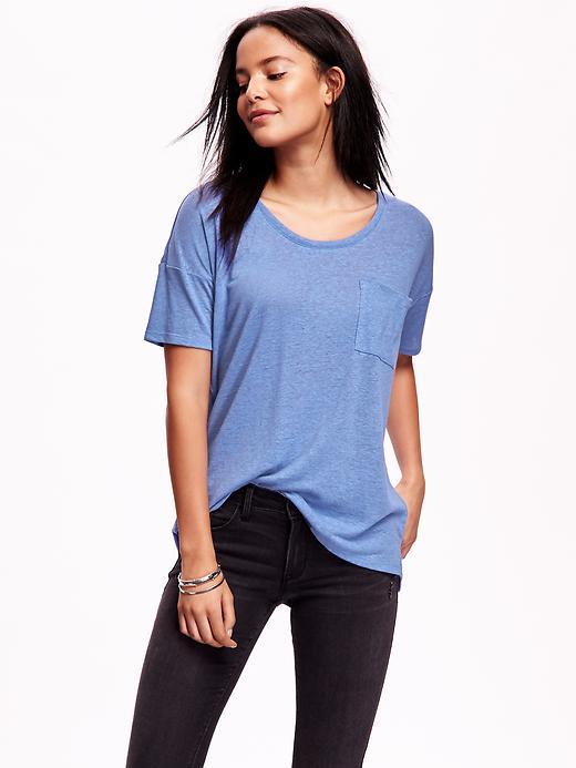 Old Navy Linen Blend Boyfriend Tee - It Takes Blue