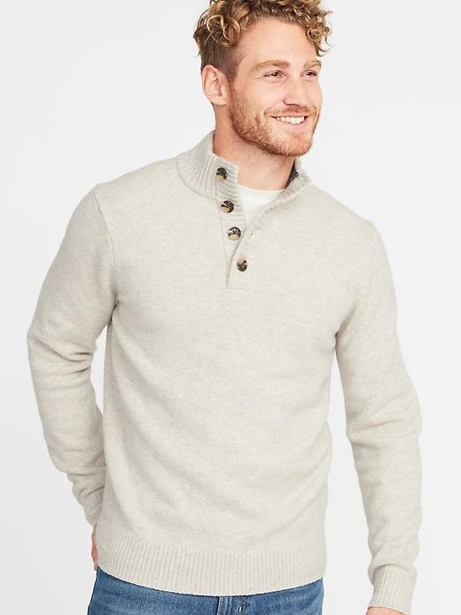 Old Navy Mens Button Mock-neck Sweater For Men Latte Beige Size S