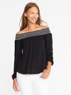 Old Navy Relaxed Off The Shoulder Top For Women - Black