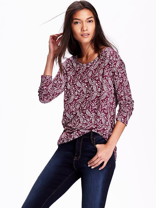 Old Navy Supersoft Cocoon Tunic Top Size Xl - Red Print
