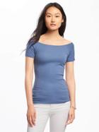 Old Navy Semi Fitted Off The Shoulder Top For Women - Cowboy Blue