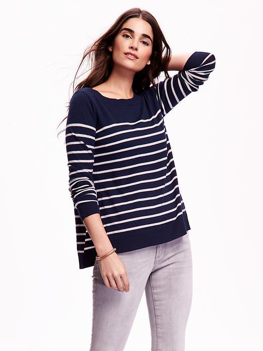 Old Navy Side Vent Sweater - Navy Stripe