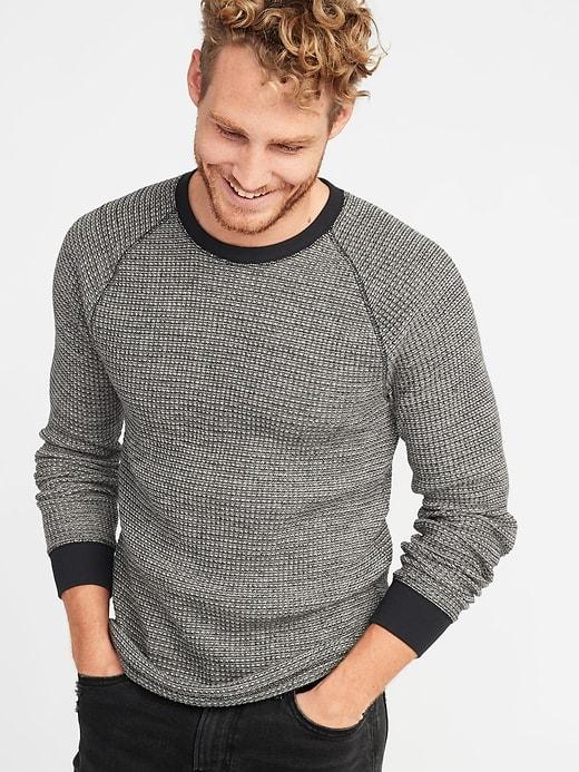 Old Navy Mens Chunky-textured Thermal-knit Tee For Men Black Size Xs