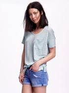 Old Navy Short Sleeve Linen Blend Boyfriend Tee For Women - Point Break
