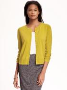 Old Navy Button Front Crew Neck Cardi For Women - German Mustard